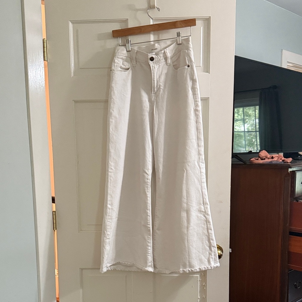 Frame Denim Cream Flare Jeans
